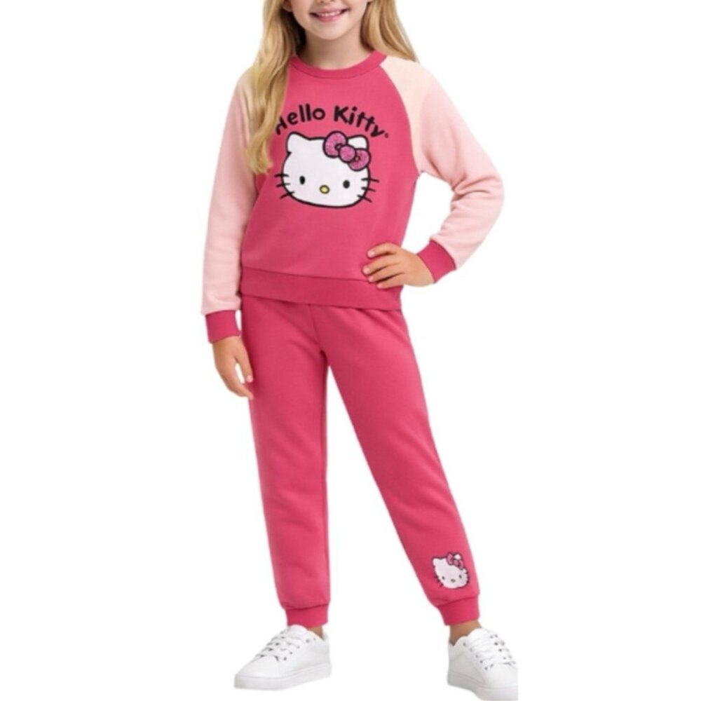 Hello Kitty Girls 2 Piece Leopard Print Jogger Set Size 5/6 Pull On NEW NWT